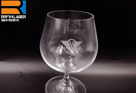Green laser is applied for engraving Red wine glass with a smaller spot