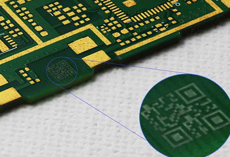 high power uv laser engraving QR code on PCB