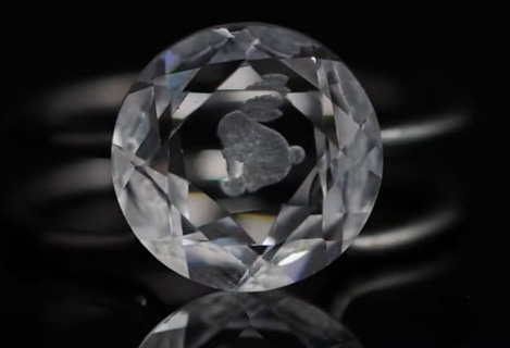 Crystal diamond 0 22cm deep laser engraving with RFH 10W uv laser