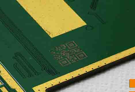 High power uv laser engraving QR code on the PCB circuit board