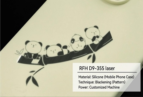 The marking effect of the RFH D9 UV laser on silicone mobile phone cases is clear and of high quality.