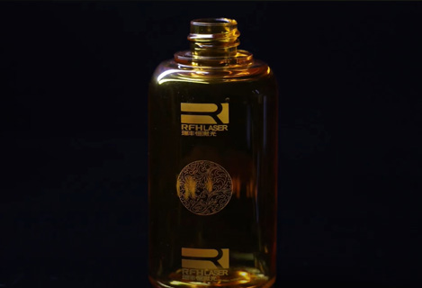 RFH nanosecond UV laser marking glass bottle LOGO